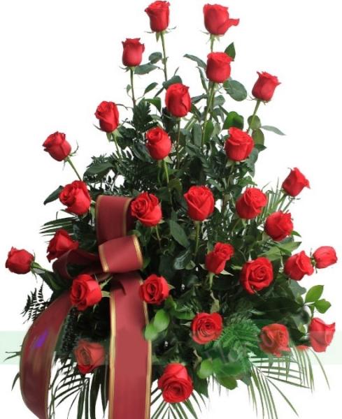 Centro funerario de rosas rojas para 