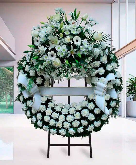Corona Funeraria de claveles blancos para 